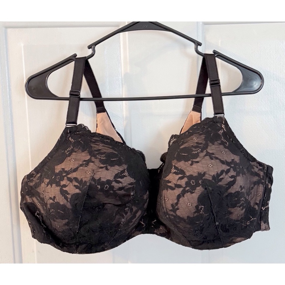 Torrid Black Lace Overlay Lightly Lined Full Coverage Balconette Bra